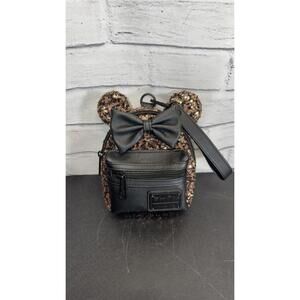 Disney Parks Minnie Sequin Belle of The Ball Bronze Loungefly Wristlet Belt